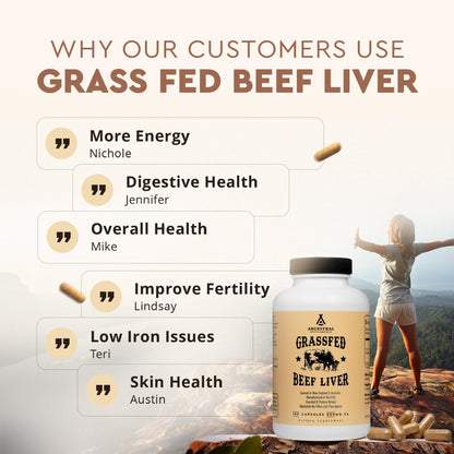 Ancestral Supplements Grass Fed Beef Liver 180 Capsules, Supports Energy Production, Detoxification, Digestion, Immunity and Full Body Wellness