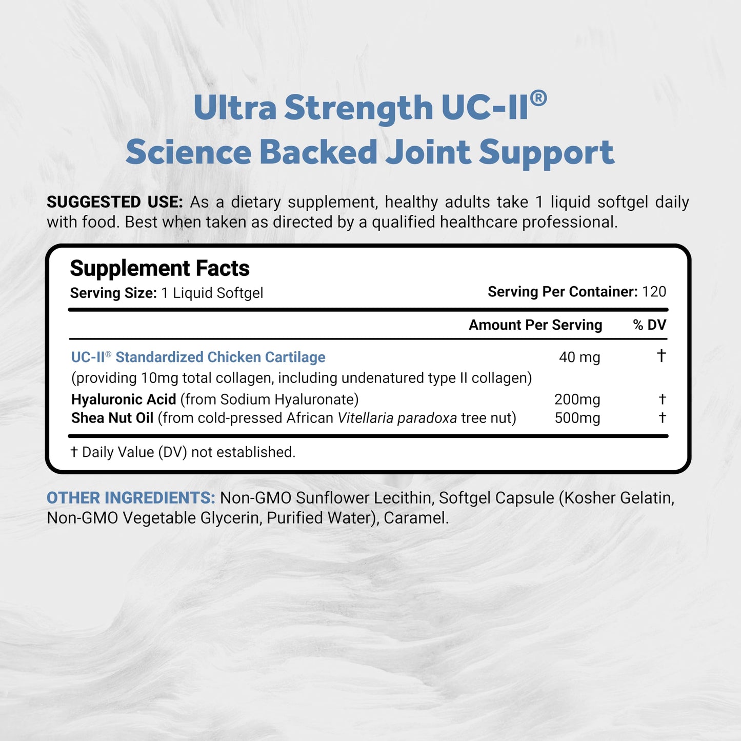 Naturalis UC-II 40 mg with Hyaluronic Acid and Shea Nut Oil | Enhanced Undenatured Type II Collagen for Better Joint Health, Mobility & Flexibility | Gluten-Free & Non-GMO | 120 Softgels Naturalis buy supplements Au