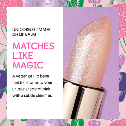 Winky Lux Unicorn Glimmer Balm -Hydrating ph Lip Balm, Natural Pink Tint with pH Color Changing, Moisturize & Soften Lips While Leaving Sheer
