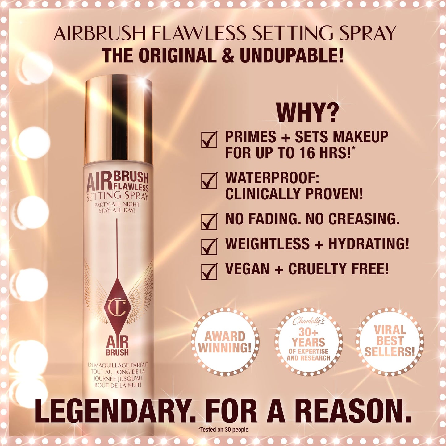 Charlotte Tilbury Airbrush Flawless Setting Spray - Ultra-Fine Hydrating Mist to Prime & Set Face Makeup For Up to 16Hr - Soothes, Blurs Pores & Calms Skin (100ml) Charlotte TilburyBuy Supplements Australia