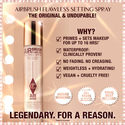 Charlotte Tilbury Airbrush Flawless Setting Spray - Ultra-Fine Hydrating Mist to Prime & Set Face Makeup For Up to 16Hr - Soothes, Blurs Pores & Calms Skin (100ml) Charlotte TilburyBuy Supplements Australia