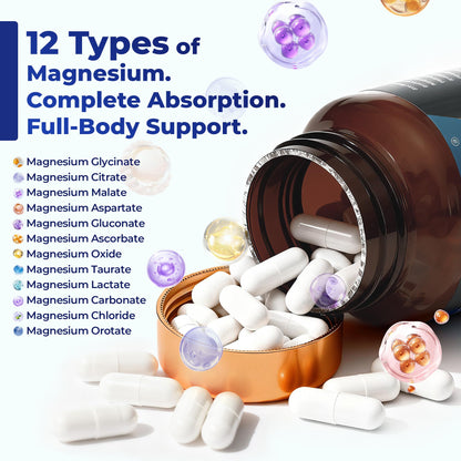 Magnesium Complex 700mg – 12-in-1 Magnesium Supplement with Glycinate, Citrate, Malate, Oxide, Taurate & More – High Absorption for Muscle, Heart, Sleep, Bone, Nerve Support –120 Capsules (1 Pack) Vccvaa buy supplements Au