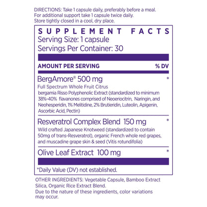 NAOMI Italian Citrus Bergamot 500mg + Resveratrol, Award-Winning Cardiologist Dvlpd, Supports Normal Cholesterol & Healthy Cellular Function, 7 Key Polyphenols