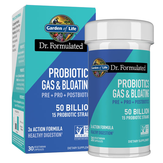 Garden of Life Dr. Formulated Pre, Post & Probiotics Gas & Bloating Once Daily 3-in-1 Complete Prebiotics, Postbiotics & Probiotics – 50 Billion CFU, Non-GMO, Gluten-Free, 30 Day Supply Garden of Life buy supplements Au