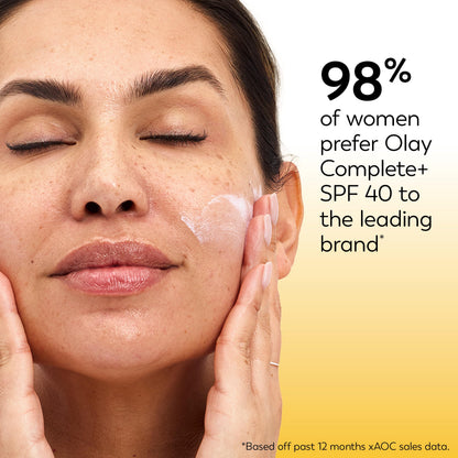 Olay Complete+ Face Moisturizer with Sunscreen SPF 40, For Sensitive Skin, Broad Spectrum Sun Protection, Fragrence-Free