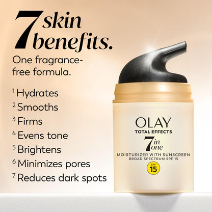 OLAY Total Effects 7-in-1 Anti-Aging Face Moisturizer with SPF 15, Fragrance-Free 1.7 oz