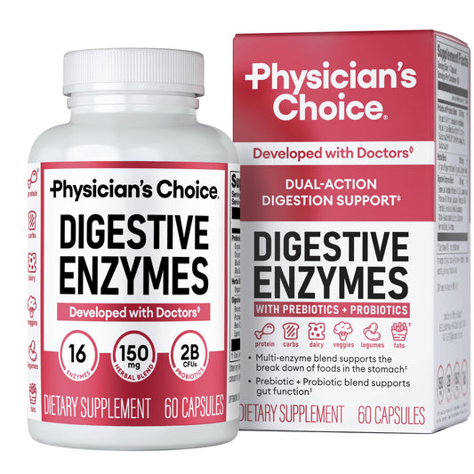 Physician's CHOICE Digestive Enzymes for Bloating & Digestion - 16 Enzymes with Organic Prebiotics & Probiotics for Gut