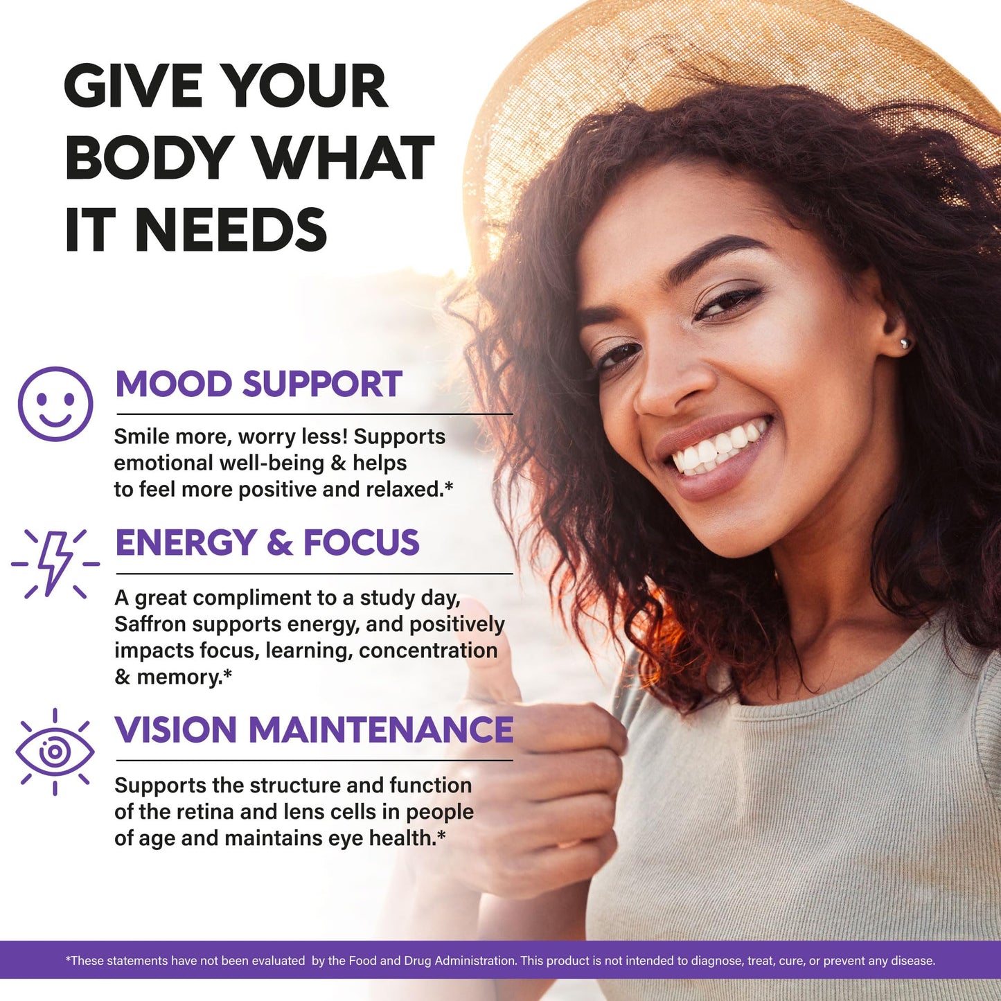Natural Saffron Supplements - Pure Saffron Extract 88.5 mg - Mood | Focus | Vision | Energy Support - Eye Health for Women & Men - Lab Tested - NonGMO Vegan Pills