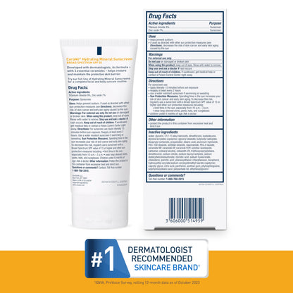 CeraVe 100% Mineral Sunscreen SPF 50, Face sunscreen With Zinc Oxide & Titanium Dioxid