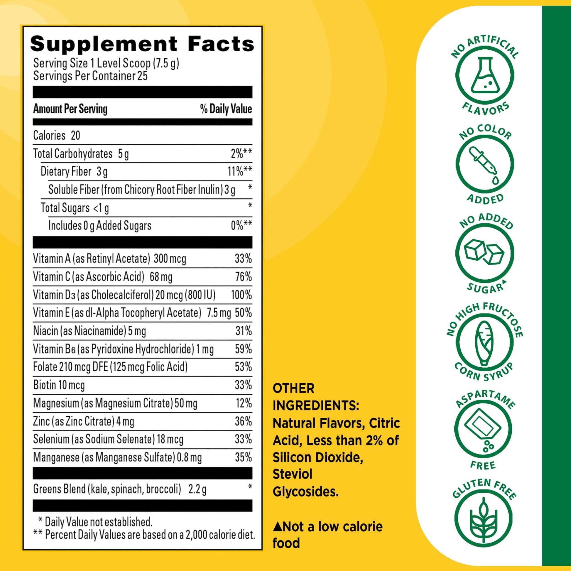 Nature Made Super Greens Powder with Prebiotic Fiber Drink Mix, Made with 1 Cup Veggies Per Serving, Fiber Supplement + Vitamins and Minerals, 25 Day Supply Nature MadeBuy Supplements Australia