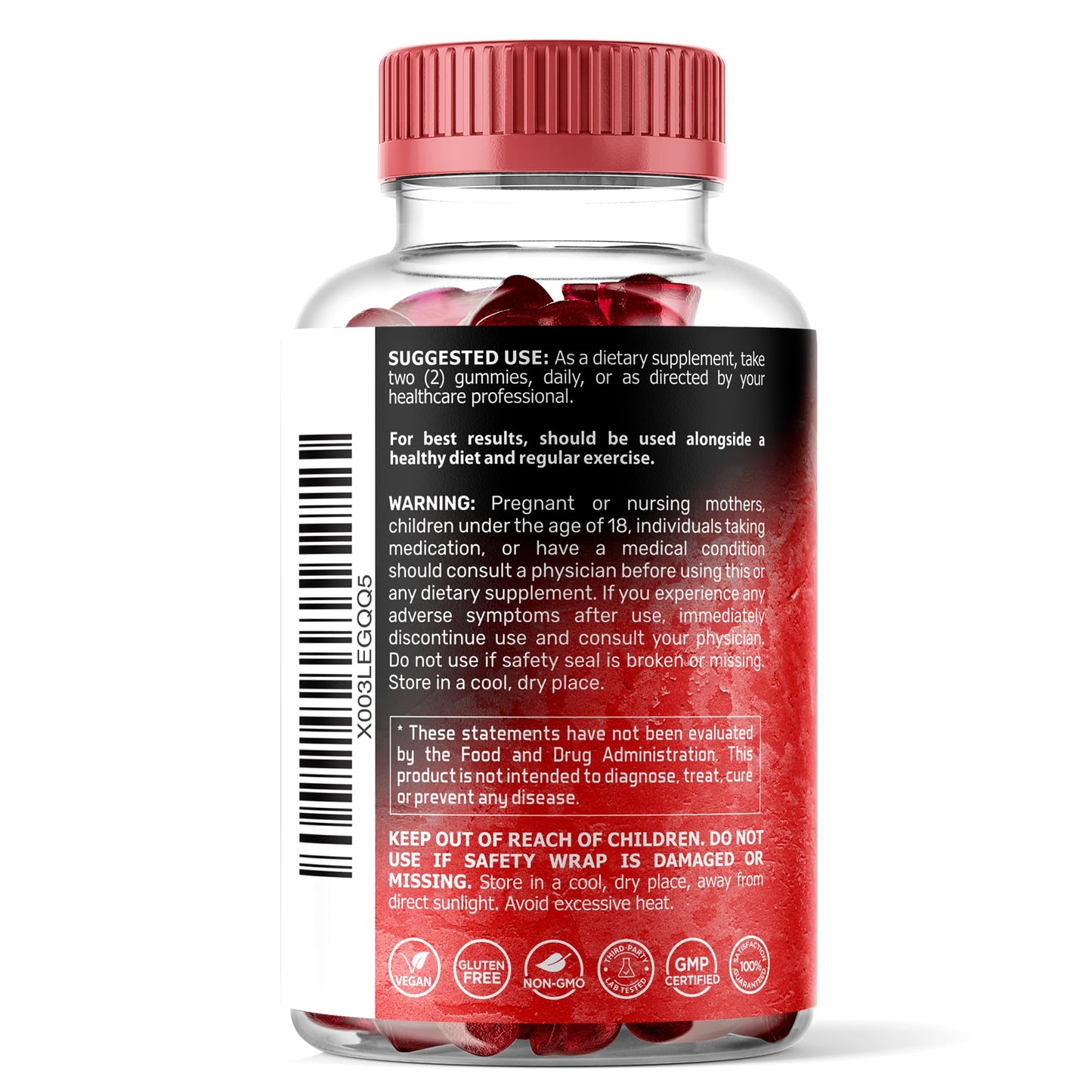 Magnesium Glycinate Gummies, 1000 mg - Magnesium Supplement to Support Relaxation, Heart Health - Chewable Calm Magnesio Gummies for Adults, Glicinato De Magnesio - Strawberry Flavor WELLNESS LABSRXBuy Supplements Australia