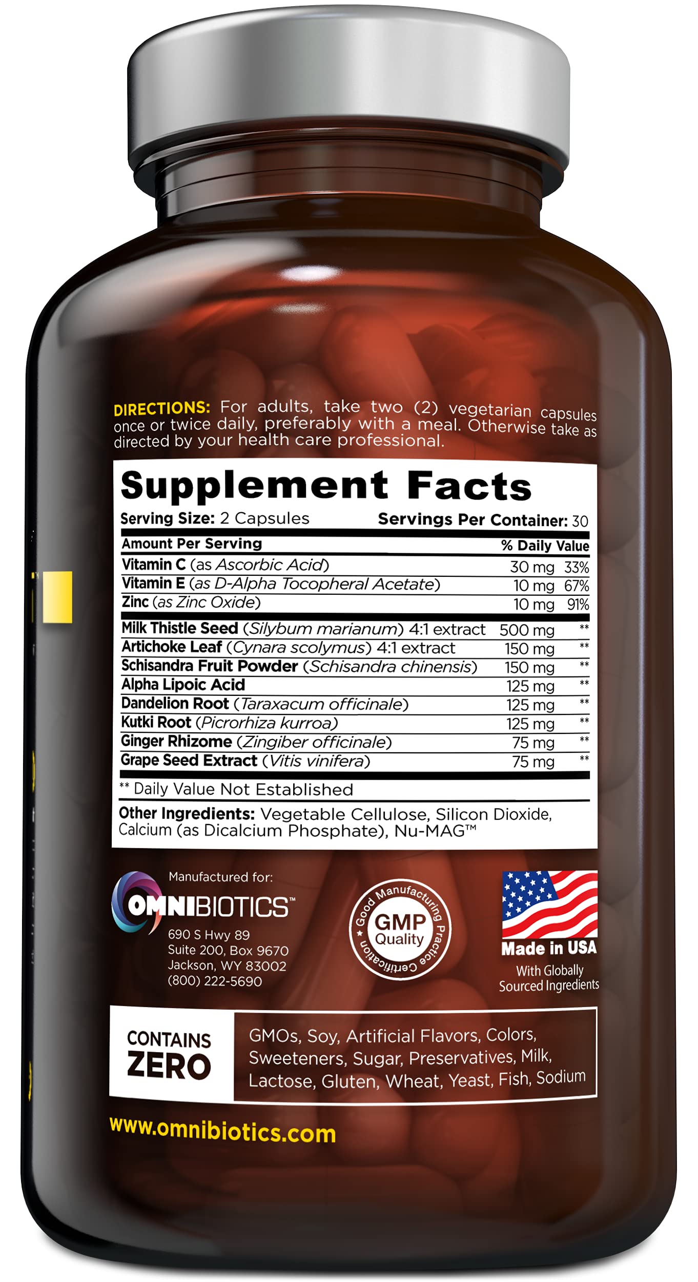OmniBiotics Liver Cleanse Detox & Repair Supplement – Milk Thistle, Dandelion Root, Alpha Lipoic Acid, Artichoke Extract, Schisandra, Silymarin – 60 Vegan Capsules OmniBiotics buy supplements Au