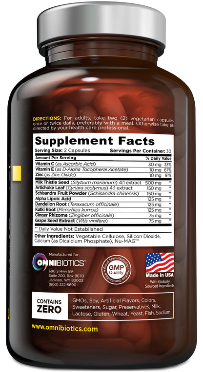 OmniBiotics Liver Cleanse Detox & Repair Supplement – Milk Thistle, Dandelion Root, Alpha Lipoic Acid, Artichoke Extract, Schisandra, Silymarin – 60 Vegan Capsules OmniBiotics buy supplements Au