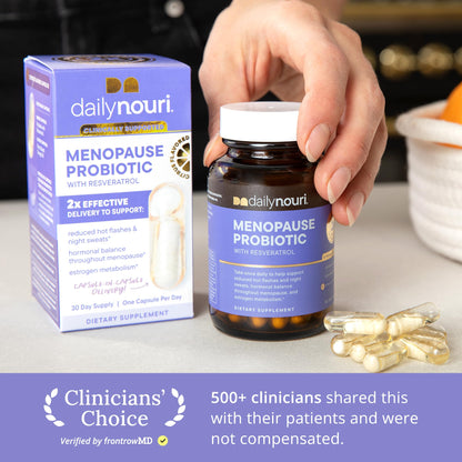 Daily Nouri Menopause Probiotics for Women | Hormonal Balance, Hot Flashes, Night Sweats & Gut Health | 3 Clinically Studied Strains