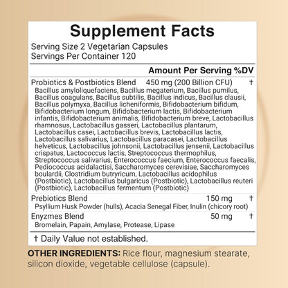 NatureBell Probiotic 200 Billion CFU – 40 Strains Per Serving | 240 Veggie Capsules with Prebiotics and Probiotics – Full Spectrum Complex with Enzymes