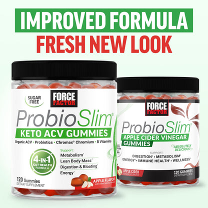 Force Factor ProbioSlim Keto ACV Gummies, Organic Apple Cider Vinegar Gummies with LactoSpore Probiotics & Prebiotics to Support Digestion, Metabolism, & Immune Health