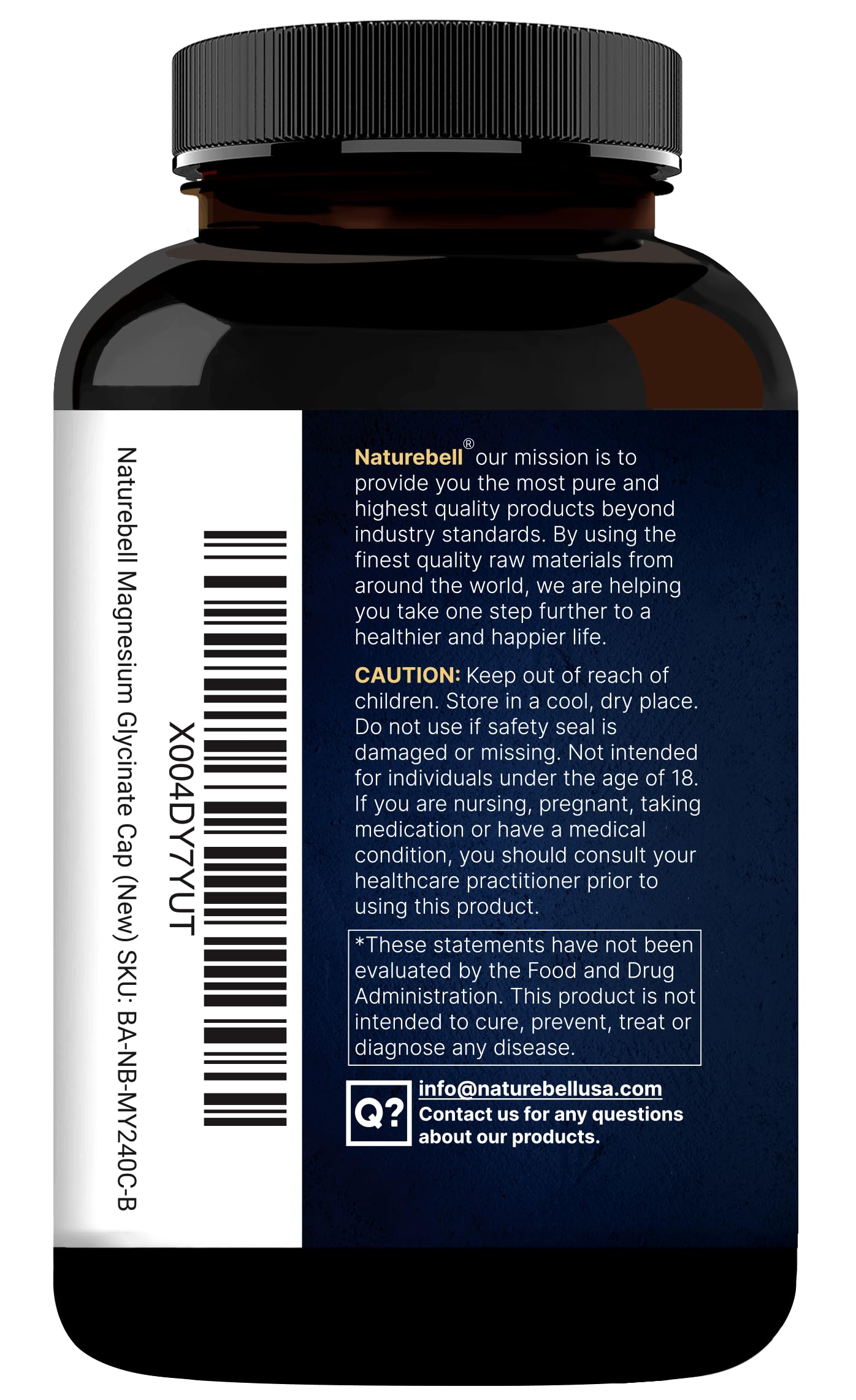Naturebell Pure Magnesium Glycinate 500mg, 240 Veggie Capsules | 100% Chelated & Purified – 3rd Party Tested, Vegan Friendly, Non-GMO, Filler Free