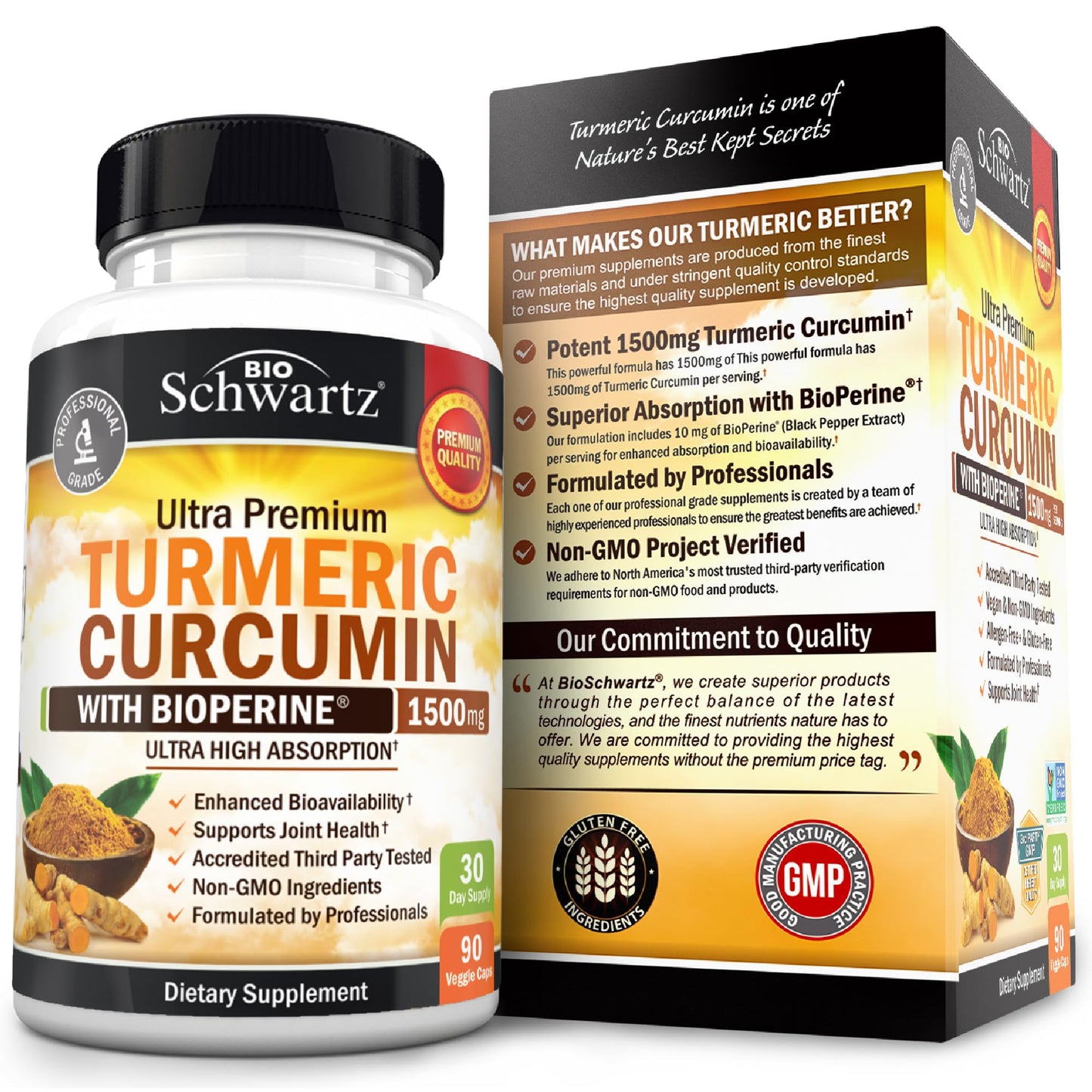 Turmeric Curcumin with Black Pepper Extract 1500mg - High Absorption Ultra Potent Turmeric Supplement with 95% Curcuminoids and BioPerine