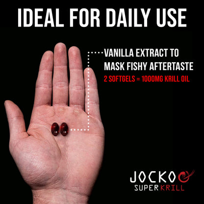 Jocko Fuel Antarctic Krill Oil Omega 3 Fatty Acid Supplements DHA & EPA - 1000mg Softgels - Supports Joints, Mobility
