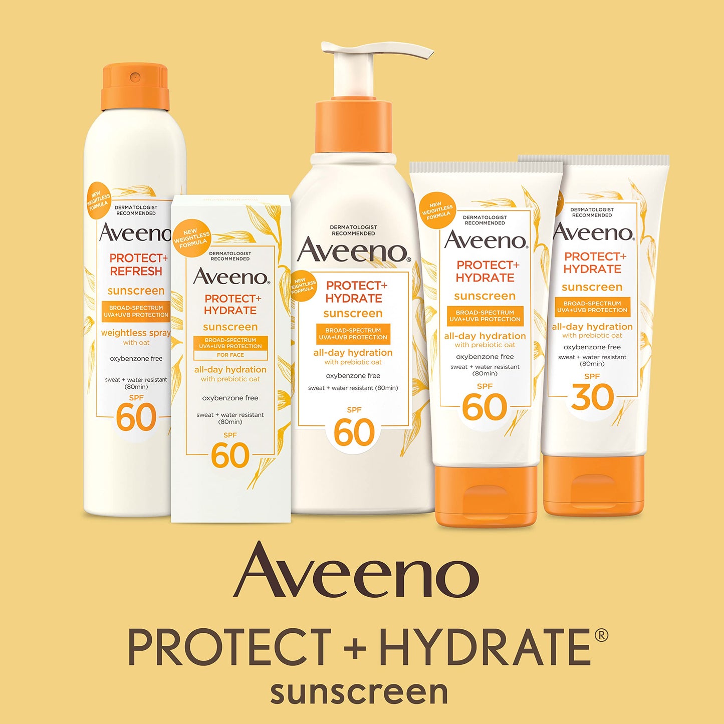 Aveeno Protect + Hydrate Face Sunscreen, SPF 60 Broad Spectrum, for Sensitive Skin, Travel Size, Water Resistant