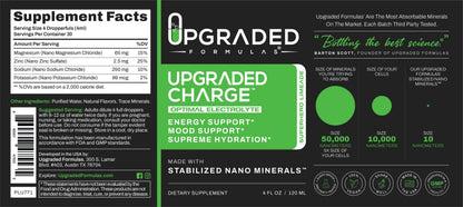 Upgraded Formulas Upgraded Charge Optimal Electrolyte Blend with Liquid Nano Minerals Dietary Supplement, 4 Fluid Ounces Upgraded FormulasBuy Supplements Australia
