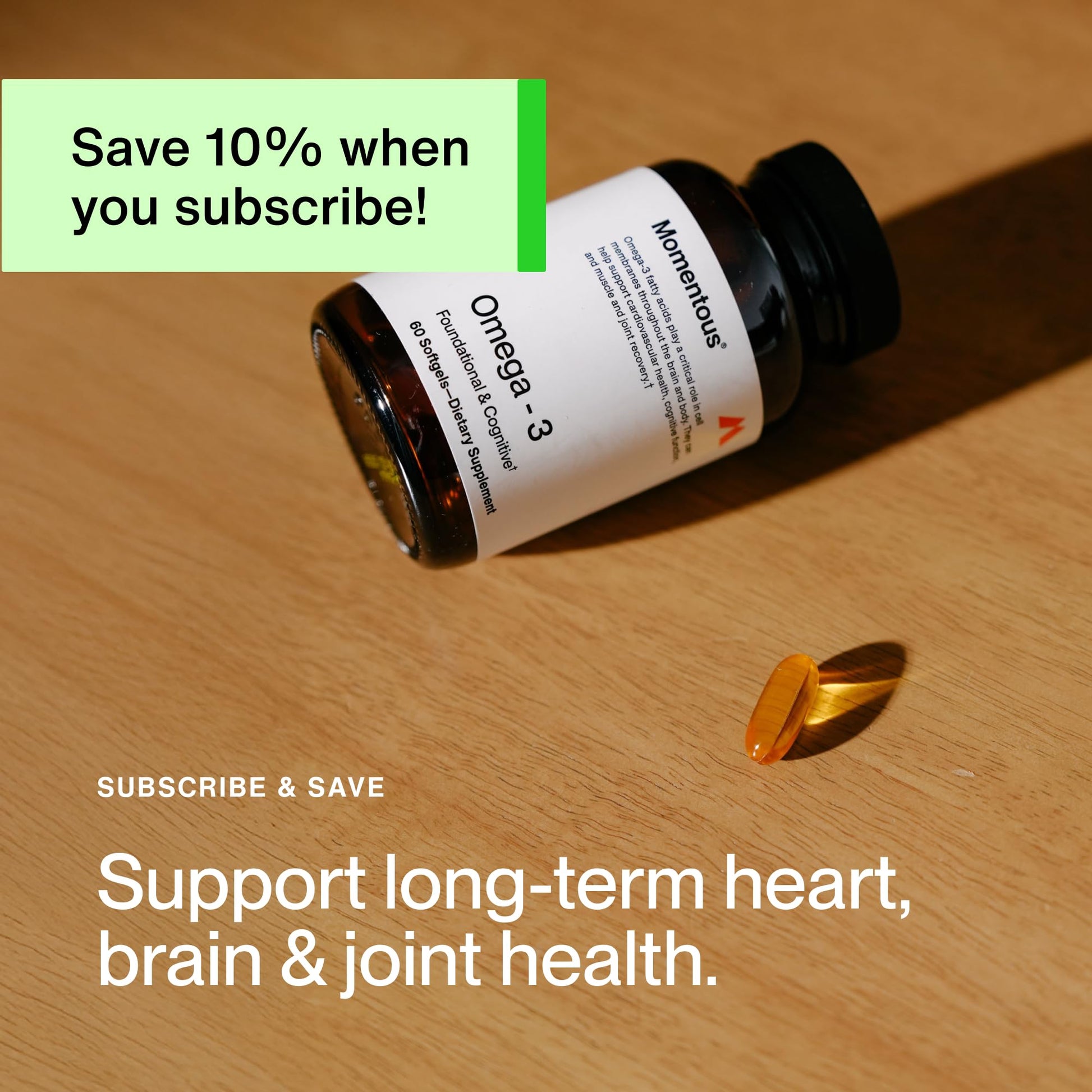 Momentous Omega-3 Fish Oil - High-Potency EPA & DHA Supplement for Men & Women - Supports Heart, Joint, & Brain Health - NSF Certified for Sport - Non-GMO - Gluten-Free - 1,600 mg - 30 Servings MomentousBuy Supplements Australia