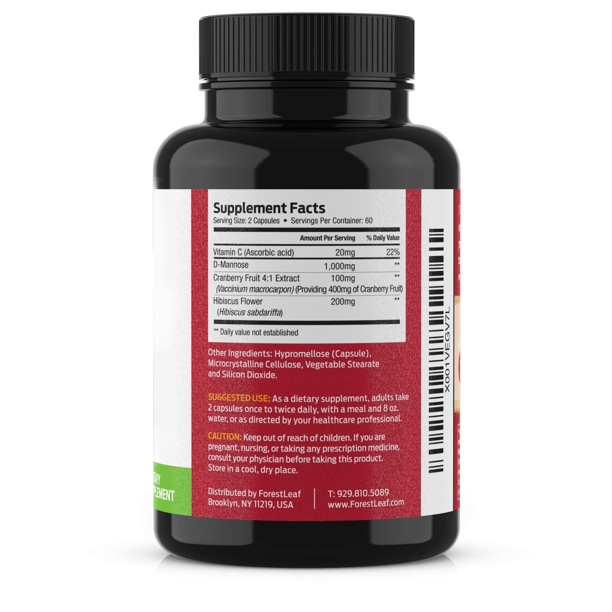 ForestLeaf D Mannose Supplements for Women & Men - D-Mannose 1000mg Capsules with Cranberry, Hibiscus & VIT C - DMannose Pills for UTI, Urinary Tract & Bladder Support - 120 Caps ForestLeafBuy Supplements Australia