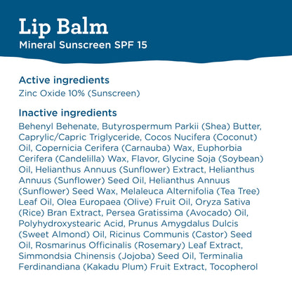 BLUE LIZARD Mineral SPF 15 Lip Balm, 3-Pack: Broad Spectrum Sun Protection, Natural Coconut Flavor, 8 Natural Oils