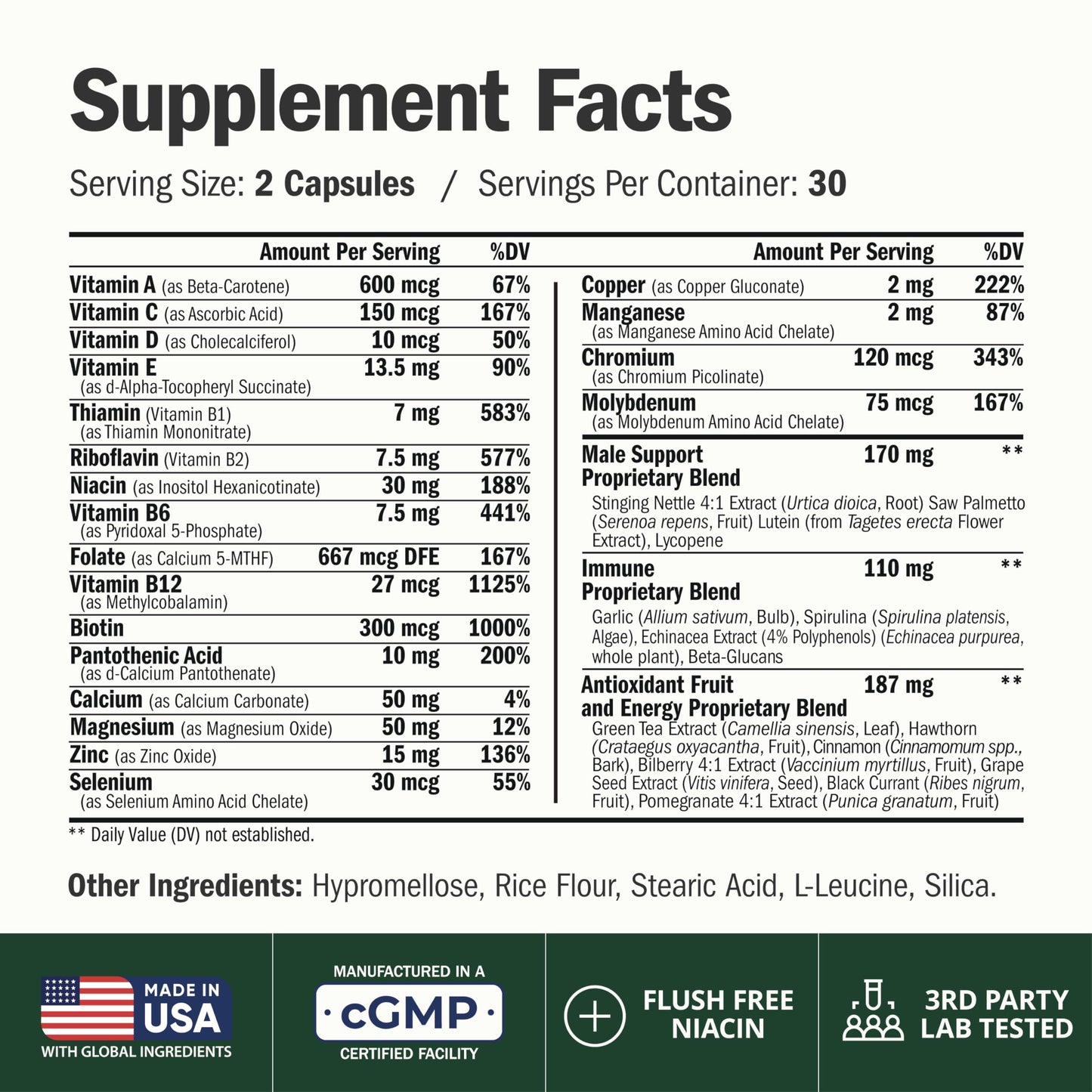 Multivitamin for Men with Methylated Vitamins and Chelated Minerals for Energy, Focus and Immune Health – Premium Daily Mens