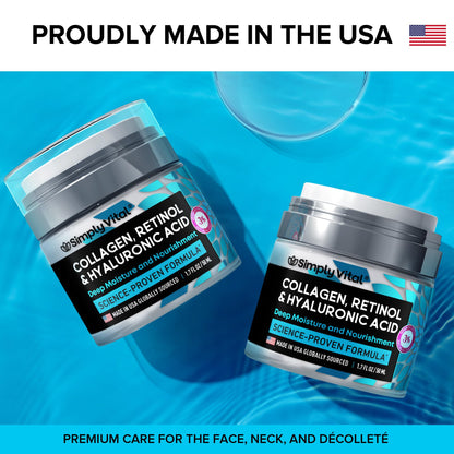 Anti-Aging Face Moisturizer with Retinol, Collagen & Hyaluronic Acid - Made in USA - Moisturizer Face Cream for Women & Men - Firming & Hydrating Neck Cream - Day & Night Skin Care - 1.7 fl oz SimplyVitalBuy Supplements Australia