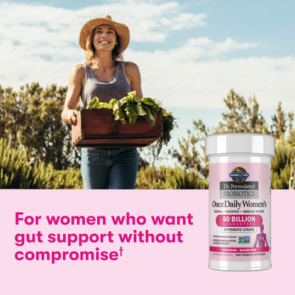 Garden of Life Once Daily Dr. Formulated Probiotics for Women 50 Billion CFU 16 Probiotic Strains with Organic Prebiotics for Digestive, Vaginal & Immune Health