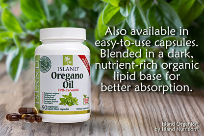 Island Nutrition, Oregano Oil Organic Liquid Drops - 100% Pure & Undiluted - USDA-Certified Organic (1 oz) 75% Carvacrol