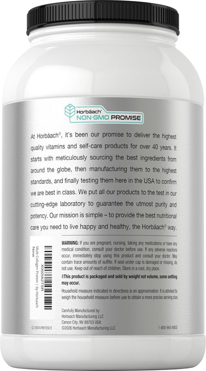 Horbaach Multi Collagen Protein Powder 32 oz | Types I, II, III, IV, V, VII, VIII, X, XII, and XXII | Grassfed Collagen Peptides