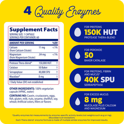 Enzymedica Immune Defense Regular Strength Caps - Proteolytic Enzyme Supplement for Men & Women, Immune Health Support Supplement with Protease, Catalase, Serrapeptase & Mucolase, Vegan - 180 Capsules Enzymedica buy supplements Au