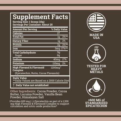 Black Forest High Flavanol Cocoa Powder (1200mg Flavanols & Flavonoids Supplements)10X More Flavanols (Epicatechin) Than Cocoa & 600mg of Epicatechin Supplement