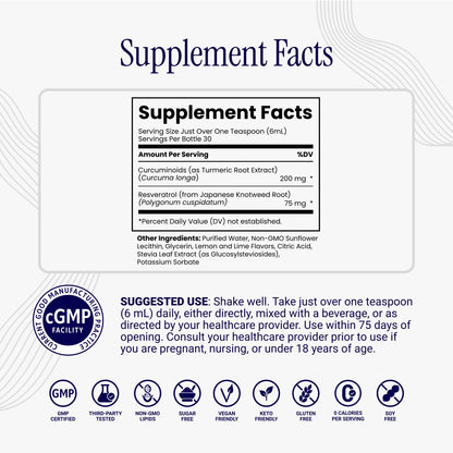 Rho Nutrition Liposomal Curcumin + Resveratrol (1 Pack) – Ultra High Absorption Liquid Curcumin Supplement – Promotes Joint Comfort, Mobility, Cellular Health and Overall Well-Being Rho NutritionBuy Supplements Australia