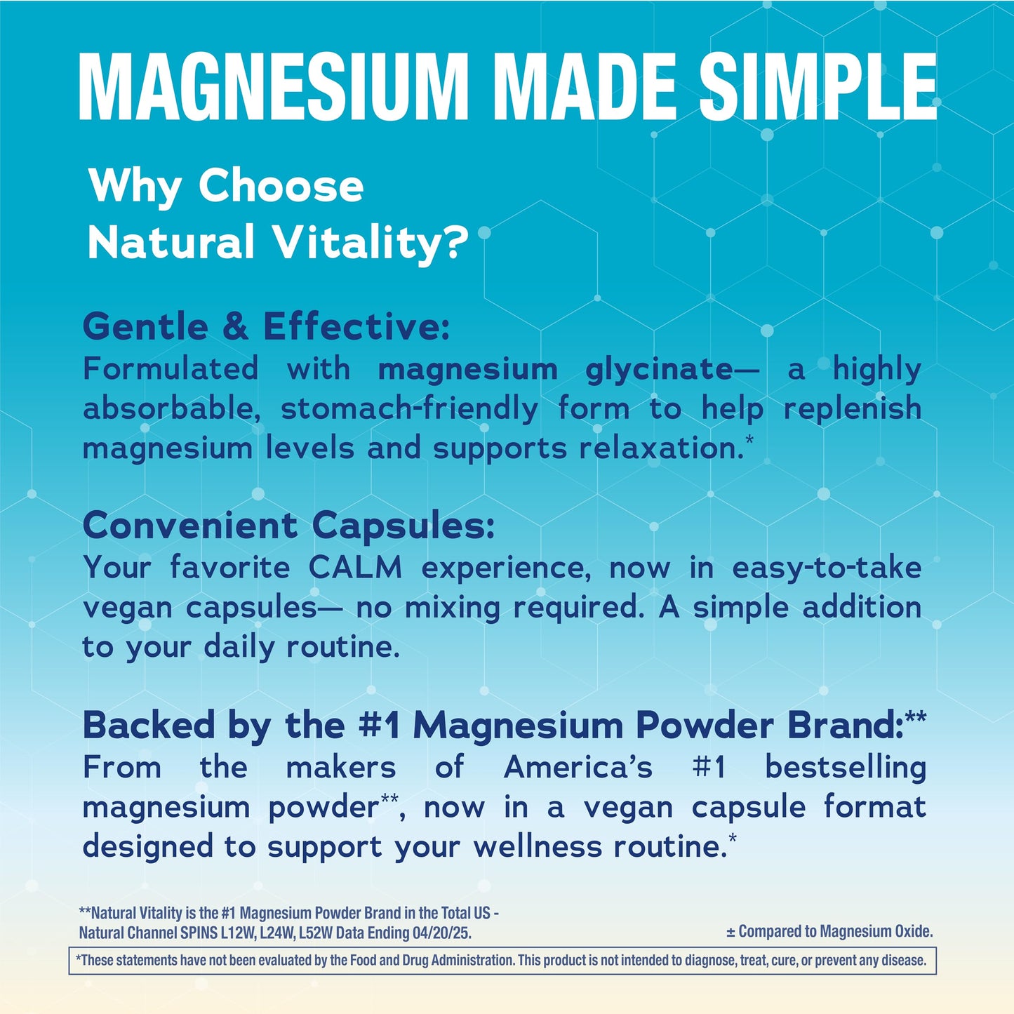 Natural Vitality Calm, Magnesium Glycinate Supports Bone, Muscle, Heart, & Nerve Health, Non-GMO, Vegan, Gluten Free 180ct Natural VitalityBuy Supplements Australia