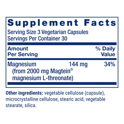 Life Extension Neuro-Mag Magnesium L-Threonate, Memory Health, Quick Thinking, Cognitive Health Support, Vegetarian, Non-GMO, 90 Vegetarian Capsules (144 mg from 2000 mg Magtein magnesium L-threonate Life ExtensionBuy Supplements Australia
