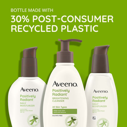 Aveeno Positively Radiant Daily Face Moisturizer with SPF 15 Sunscreen, Hydrating Facial Moisturizer with Soy Extract to Improve Skin