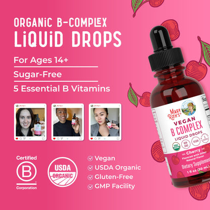 MaryRuth Organics Vitamin B Complex | B Vitamins Complex | Biotin | Vitamin B12 | Niacin | Folate | Metabolic Support Supplement | Vegan | USDA Organic