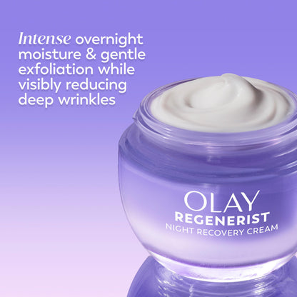 Olay Night Cream for Face, Anti-Aging Face Moisturizer for Women - Fragrance-Free Skin Care, Anti-Wrinkle, Exfoliate, Smooths Texture