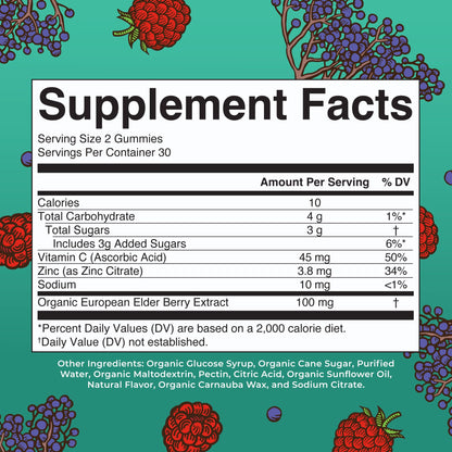 MaryRuth Organics Kids Immune Support Gummies | USDA Organic | Vitamin C, Zinc, and Elderberry Gummies for Kids| Immune Support for Ages 4+ | Vegan