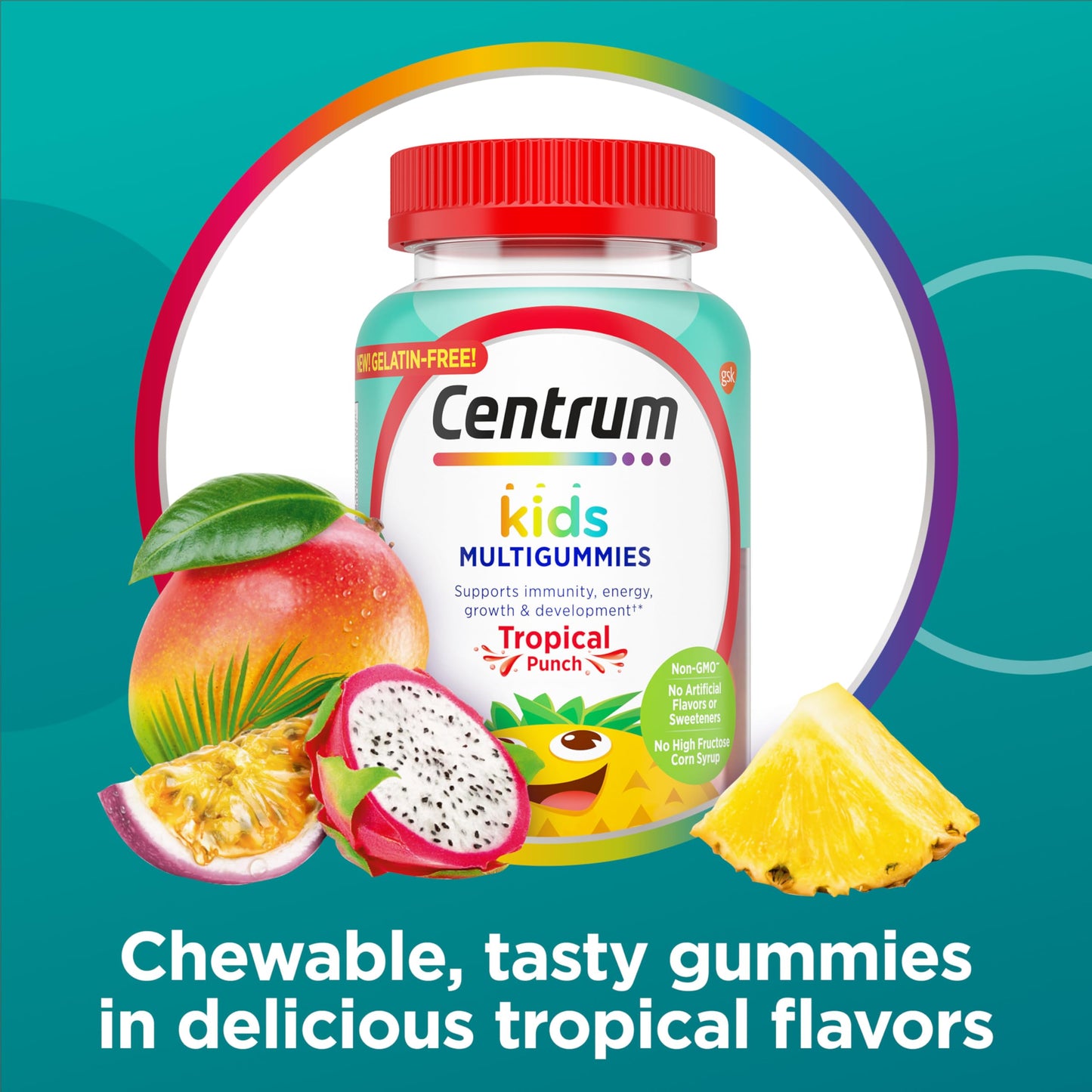Centrum Kids Multivitamin Gummies, Tropical Punch Flavor Made With Natural Flavors, Stocking Stuffer, 150 Count, 150 Day Supply