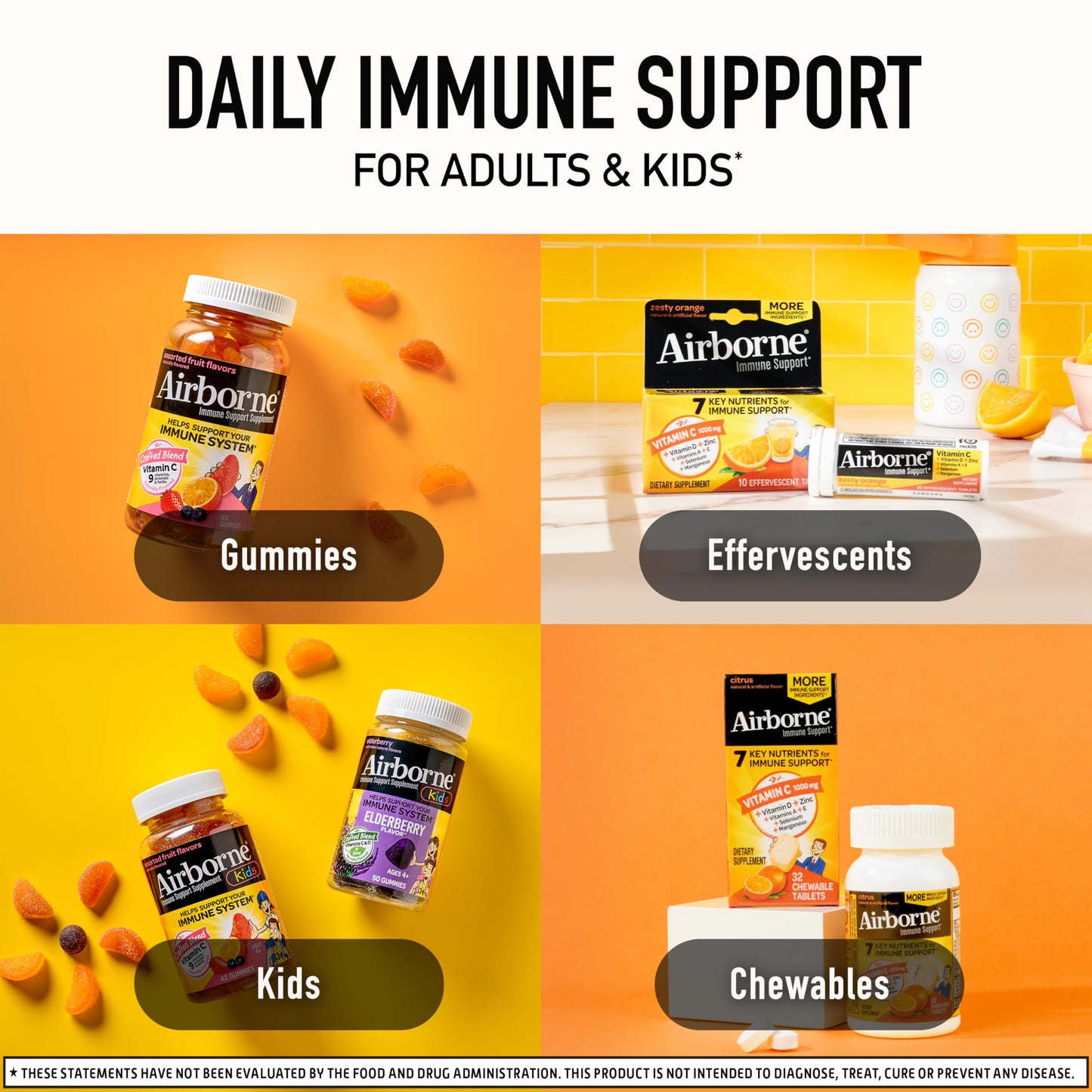 Airborne Vitamin C 1000mg (per Serving) - Citrus Chewable Tablets (116 Count in a Bottle), Gluten-Free Immune Support Supplement, with Vitamins A C E, Zinc, Selenium