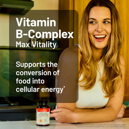 NatureWise Vitamin B Complex for Women and Men - with Folic Acid Biotin B1 B2 B3 B6 B12 - Support Cellular Energy & Mental Clarity - Gluten & Dairy Free