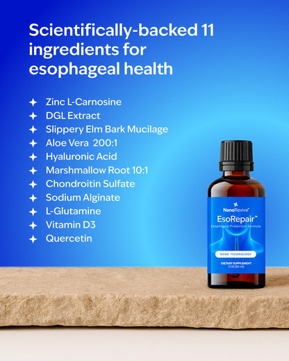 EsoRepair Nano Esophageal & Stomach Health Supplements for Men & Women - Digestive Comfort - Slippery Elm Bark, Zinc L-Carnosine & Aloe Vera Extract - Non-GMO & Dairy Free NANOREVIVEBuy Supplements Australia