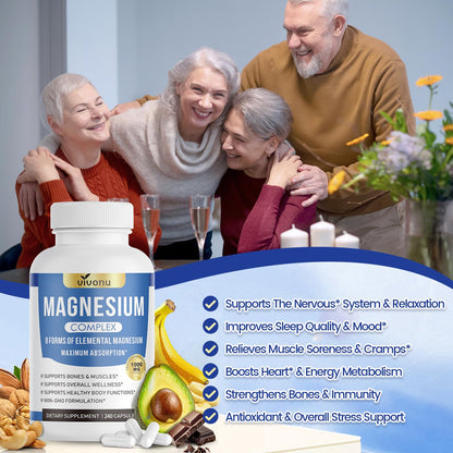1000mg Magnesium Complex Capsules, 8-in-1 Magnesium Glycinate, Citrate, Malate, Taurate, Oxide, Carbonate, Aspartate, Orotate - 240 Capsules VivoNu buy supplements Au