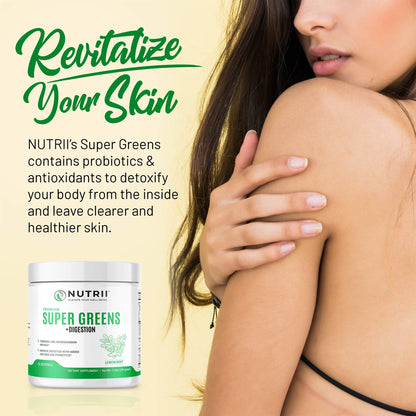 Nutrii Organic Green Immunity Superfood Powder - Soothes Digestion, Boosts Healthy Vitality and Energy. Fast Acting Formula with Probiotics, Enzymes, Turmeric and Ashwagandha (30 Servings Lemon-Mint) NutriiBuy Supplements Australia