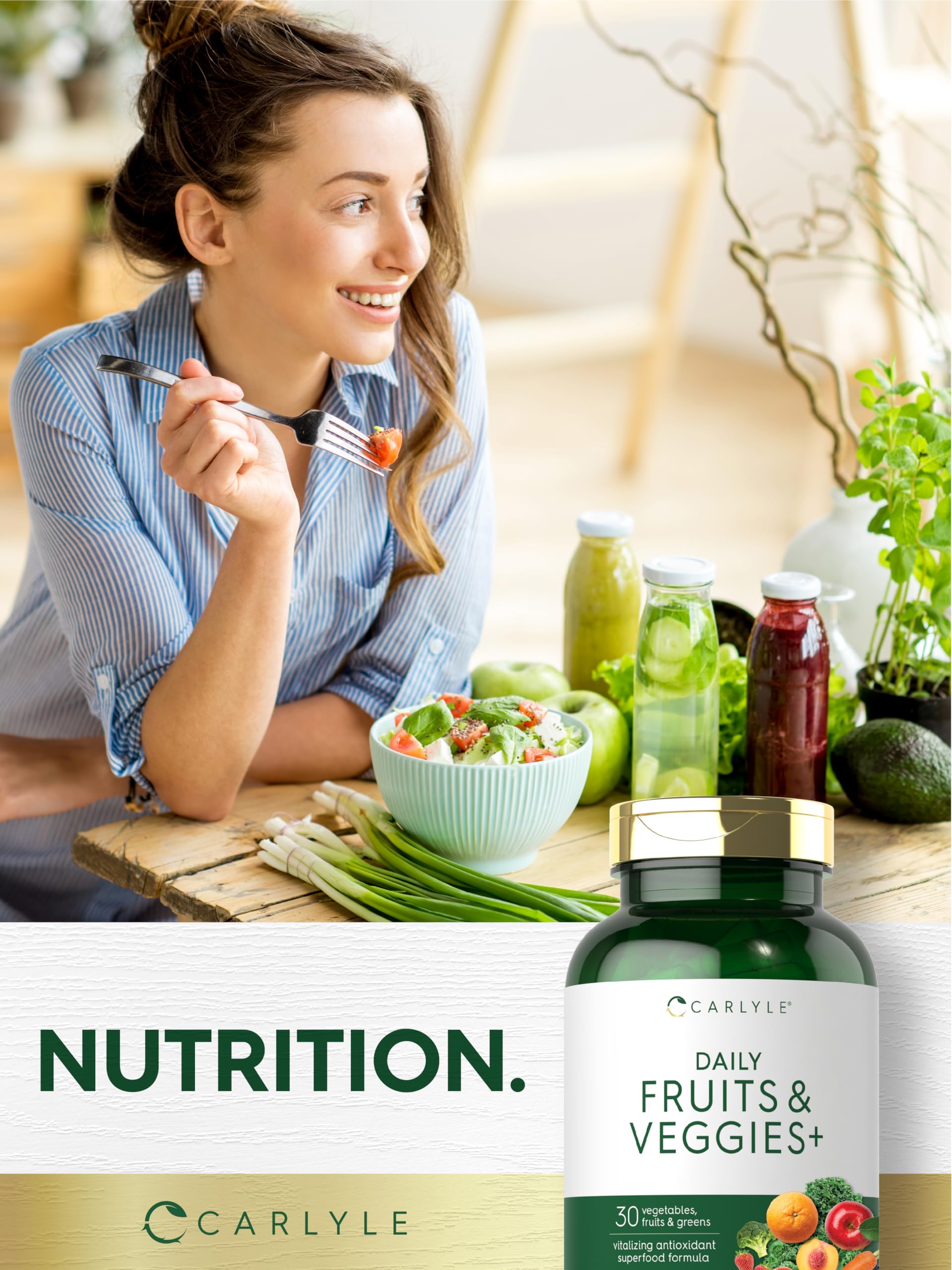 Carlyle Fruits and Veggies Supplement | 250 Capsules | Made with 30 Fruits and Vegetables | Vegetarian, Non-GMO, Gluten Free Superfood Formula CarlyleBuy Supplements Australia