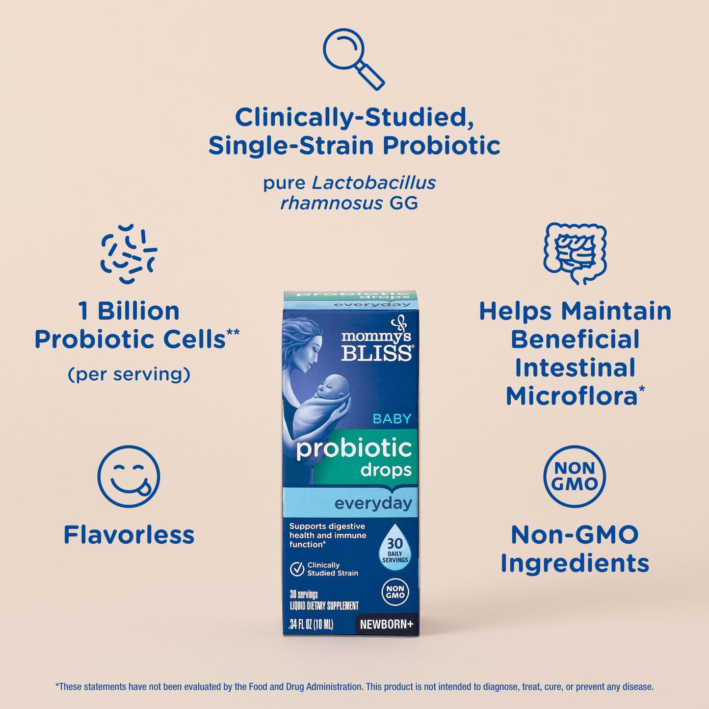 Mommy's Bliss Baby Probiotic Drops Everyday - Gas, Constipation, Colic Symptom Relief - Newborns & Up